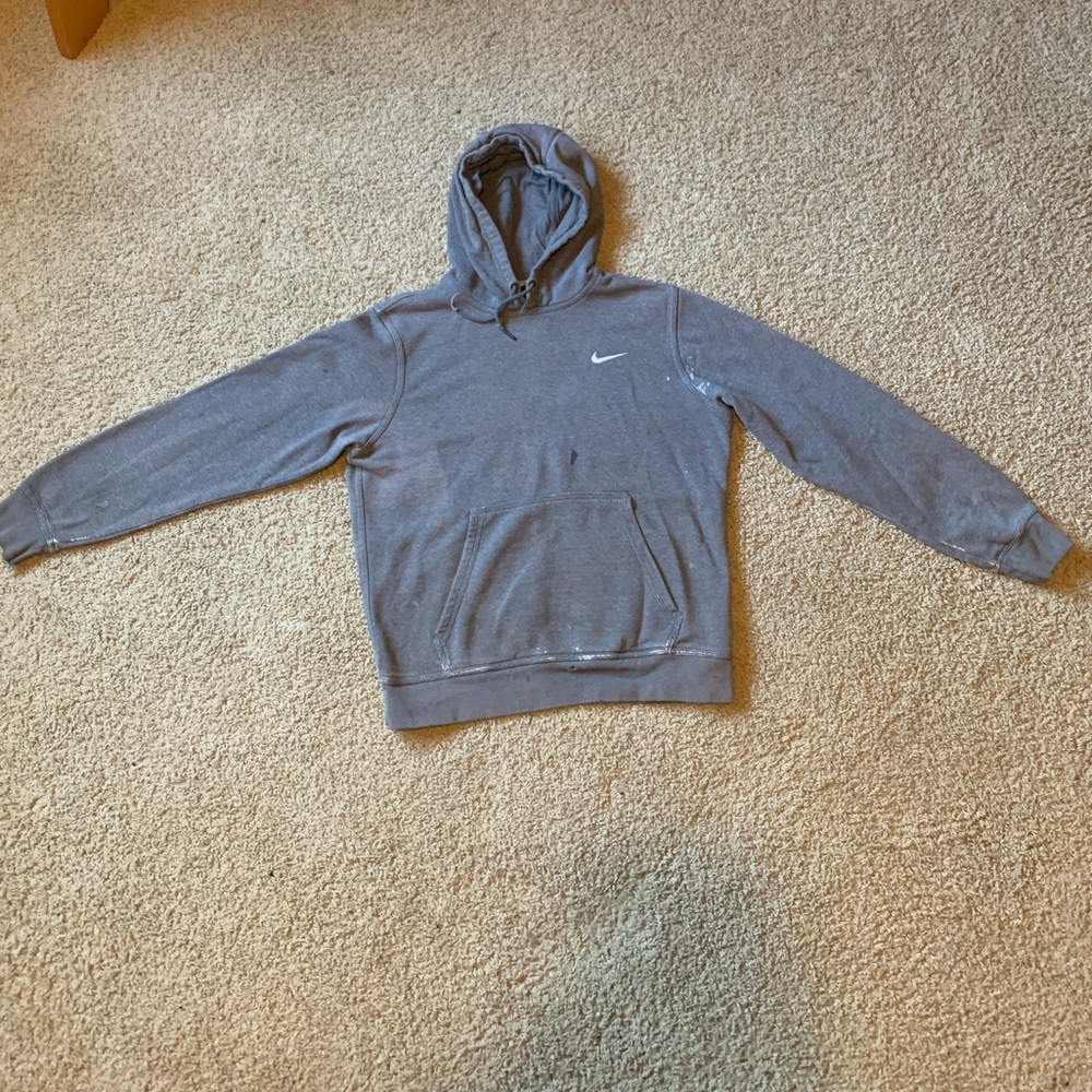 Gray Nike hoodie, well used